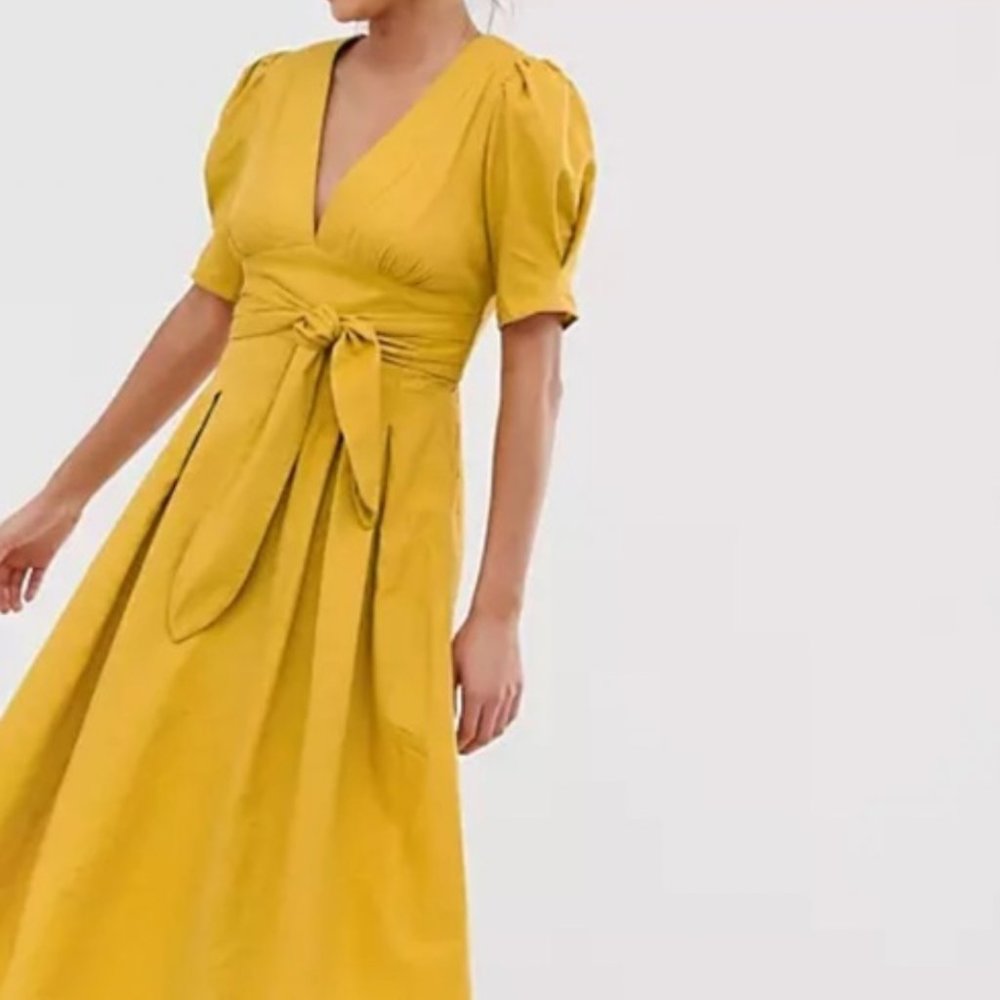 Moon River mustard Midi dress